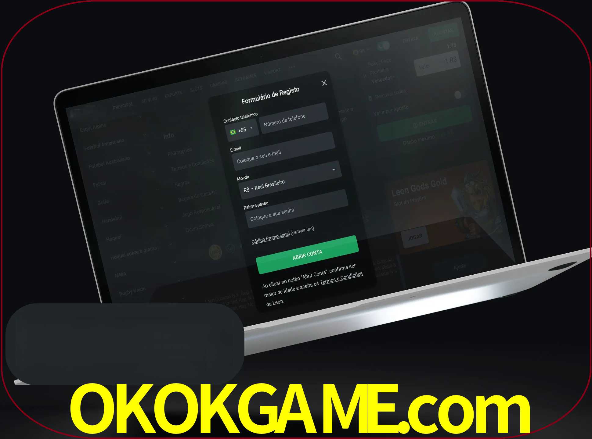 Abra o site da LeonBet e crie sua própria conta.