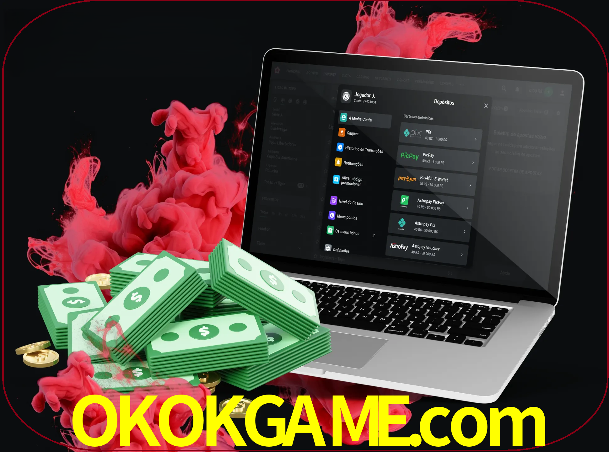 Para efetuar um depósito na sua conta okokgame, basta escolher o método de depósito e especificar o montante.