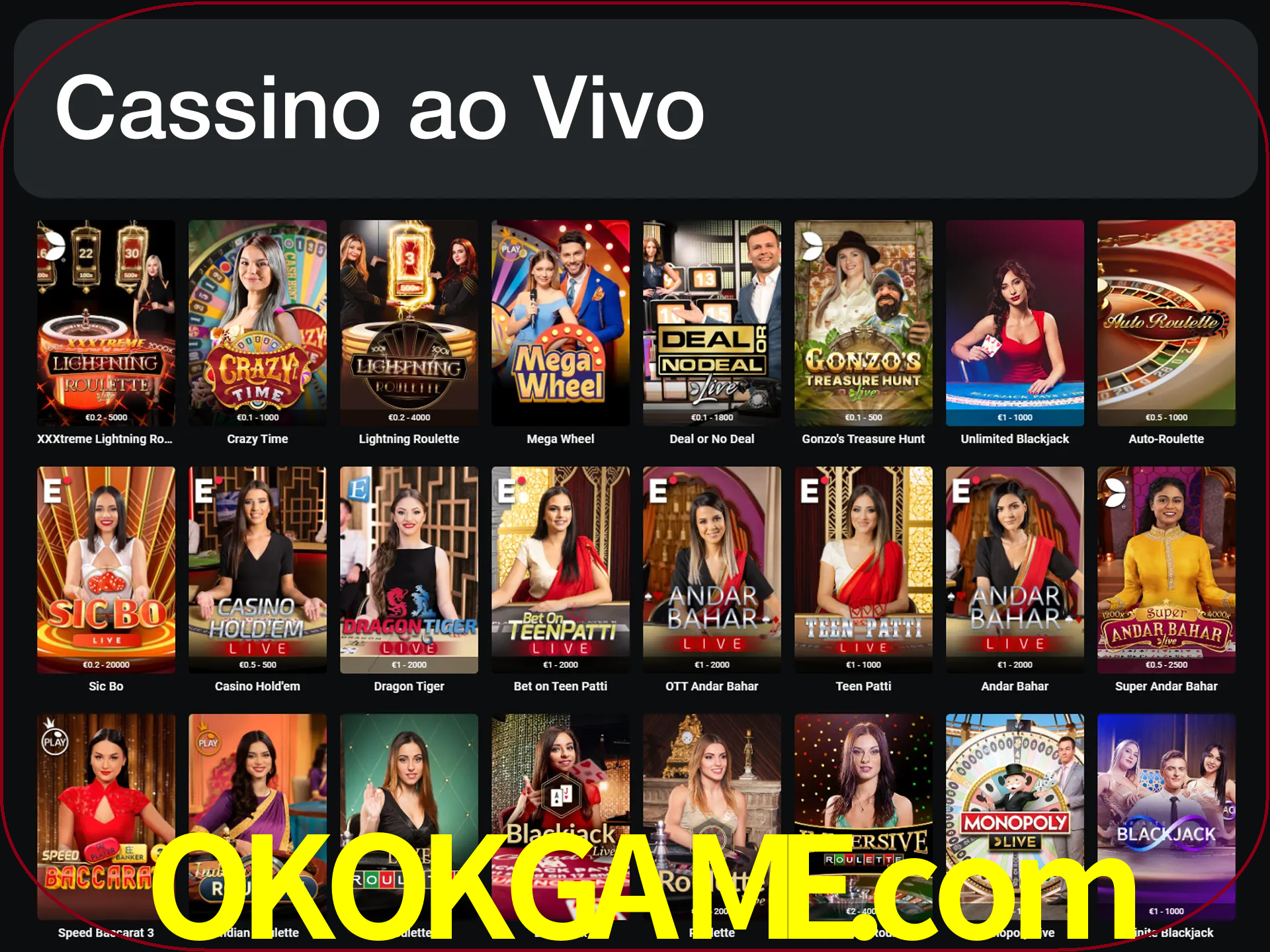 Jogue jogos de cassino com um verdadeiro dealer.