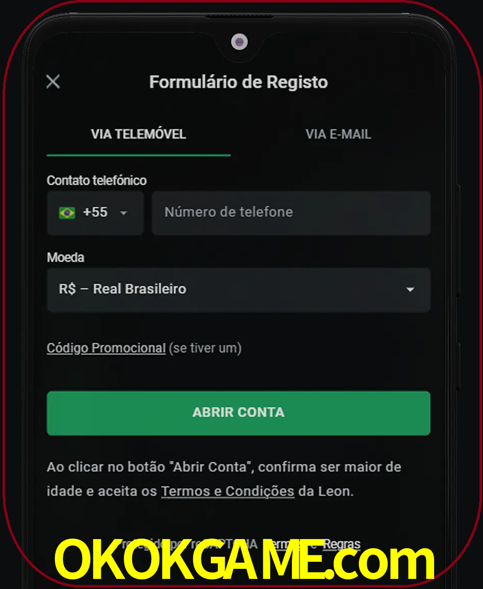Abra o aplicativo e inicie o processo de registro.