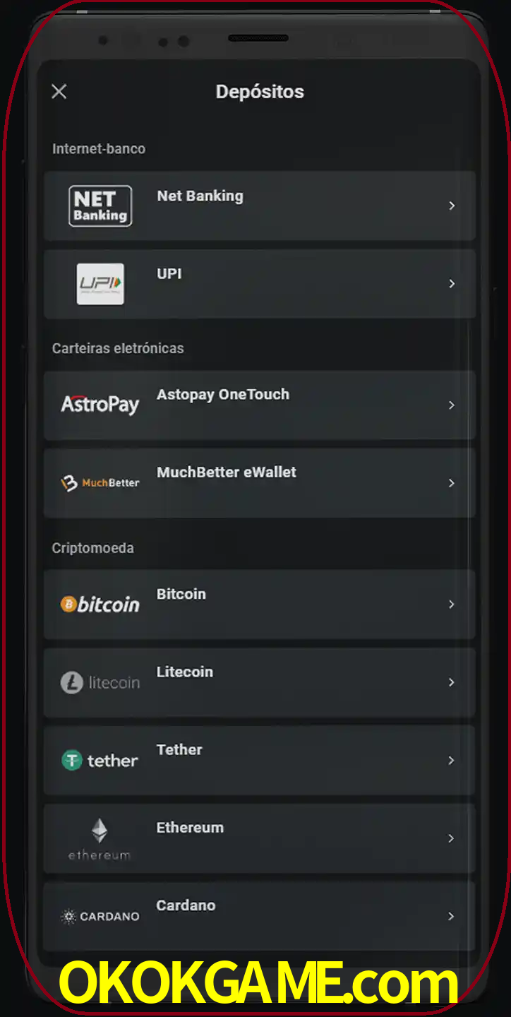 Você pode usar métodos alternativos de depósito.